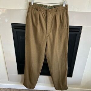 EWP Australian Wool Military Button Fly Vtg Trousers Men’s 35L Pants Pleated 60s